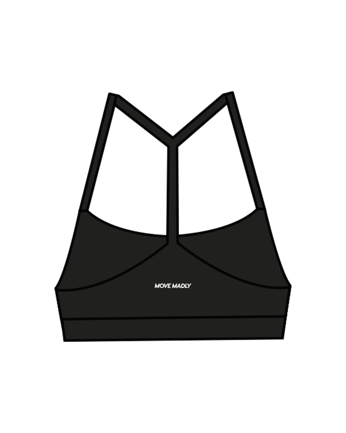 The Basic Bra - Black - Move Madly - Center Back - Printed - White
