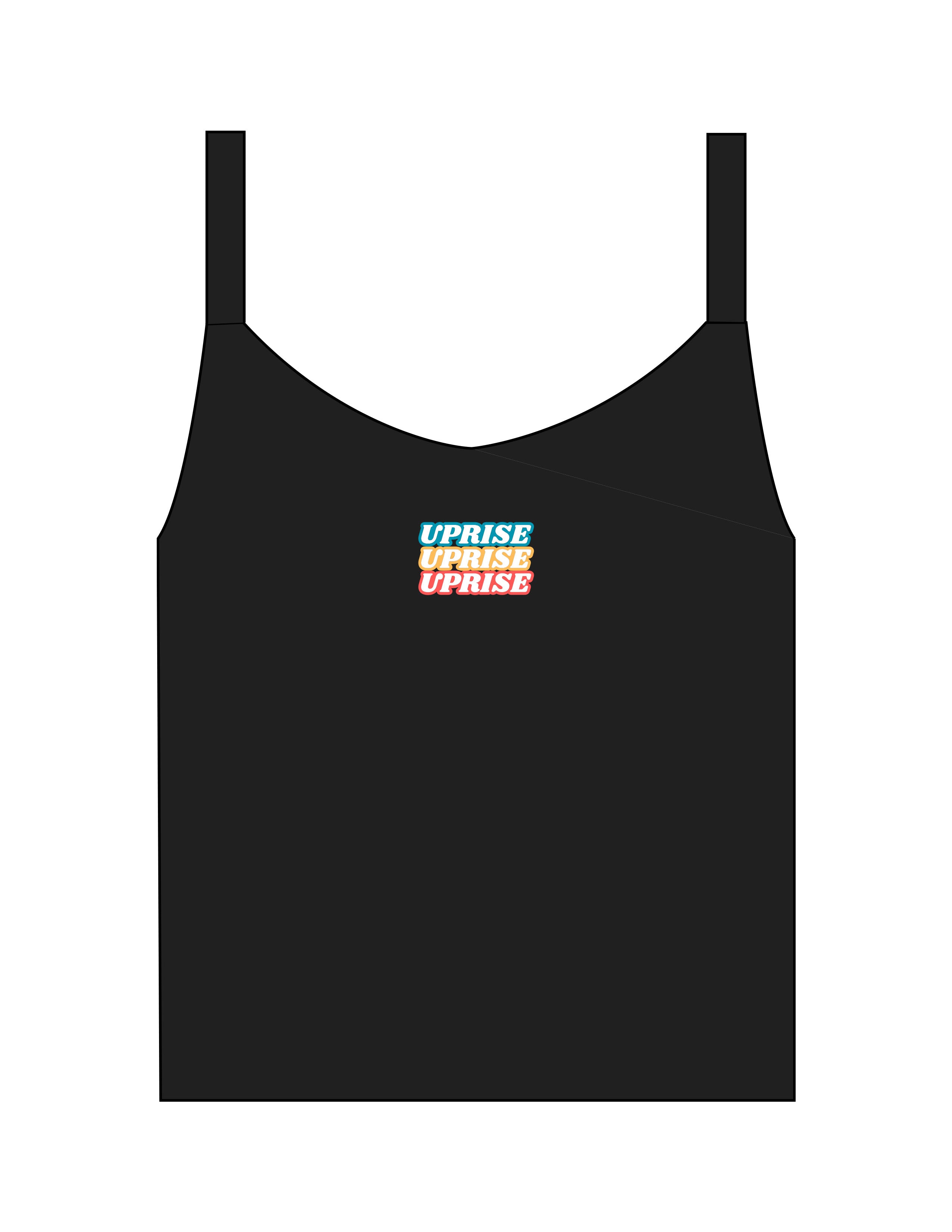 The Micro Rib Strappy Crop Tank - Black - Uprise Hot Yoga - Center Chest Stacked - Printed - Full Color