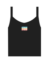 The Micro Rib Strappy Crop Tank - Black - Uprise Hot Yoga - Center Chest Stacked - Printed - Full Color