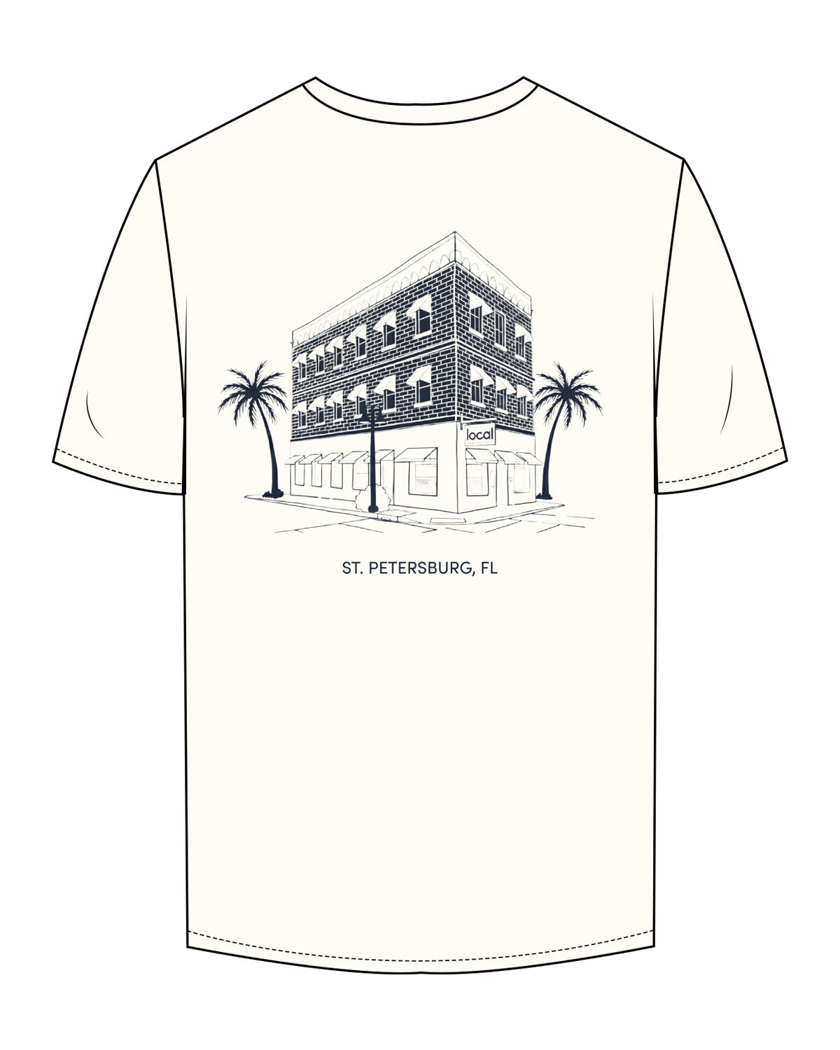 The Mens Tee - Off White - Local Lagree - Center Chest & Back Stacked - Printed - Navy