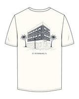 The Mens Tee - Off White - Local Lagree - Center Chest & Back Stacked - Printed - Navy