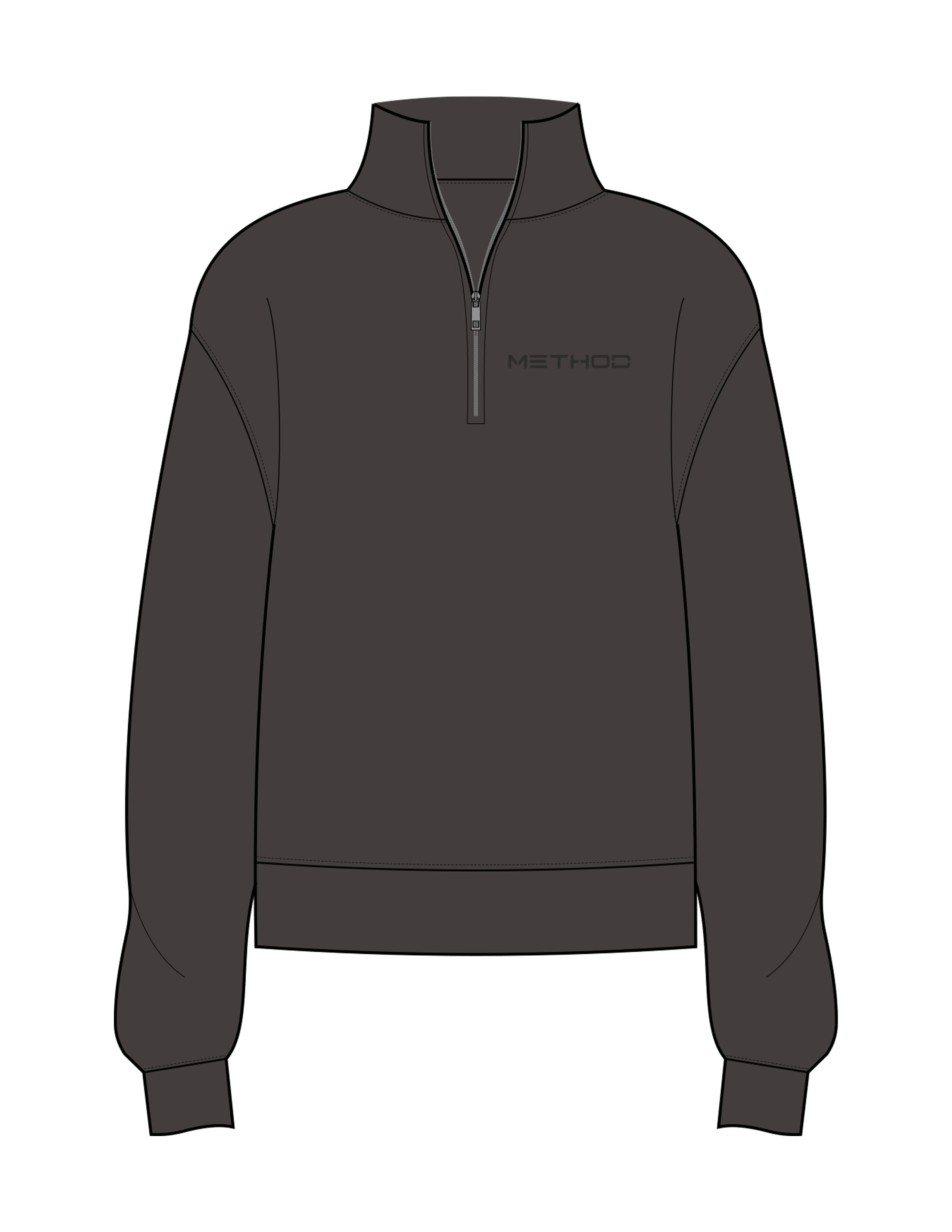 The Womens 1/4 Zip - Washed Black - TML - Left Chest - Printed - Dark Charcoal