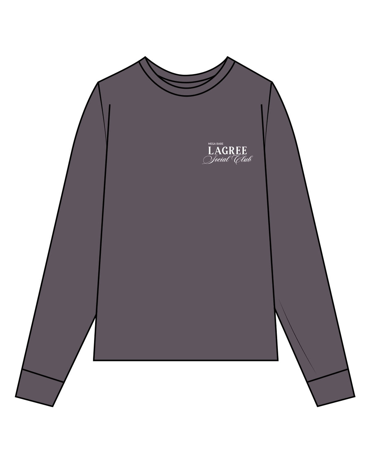 The Unisex Midweight Long Sleeve - Graphite - Megafit House - Left Chest Stacked - Printed - White