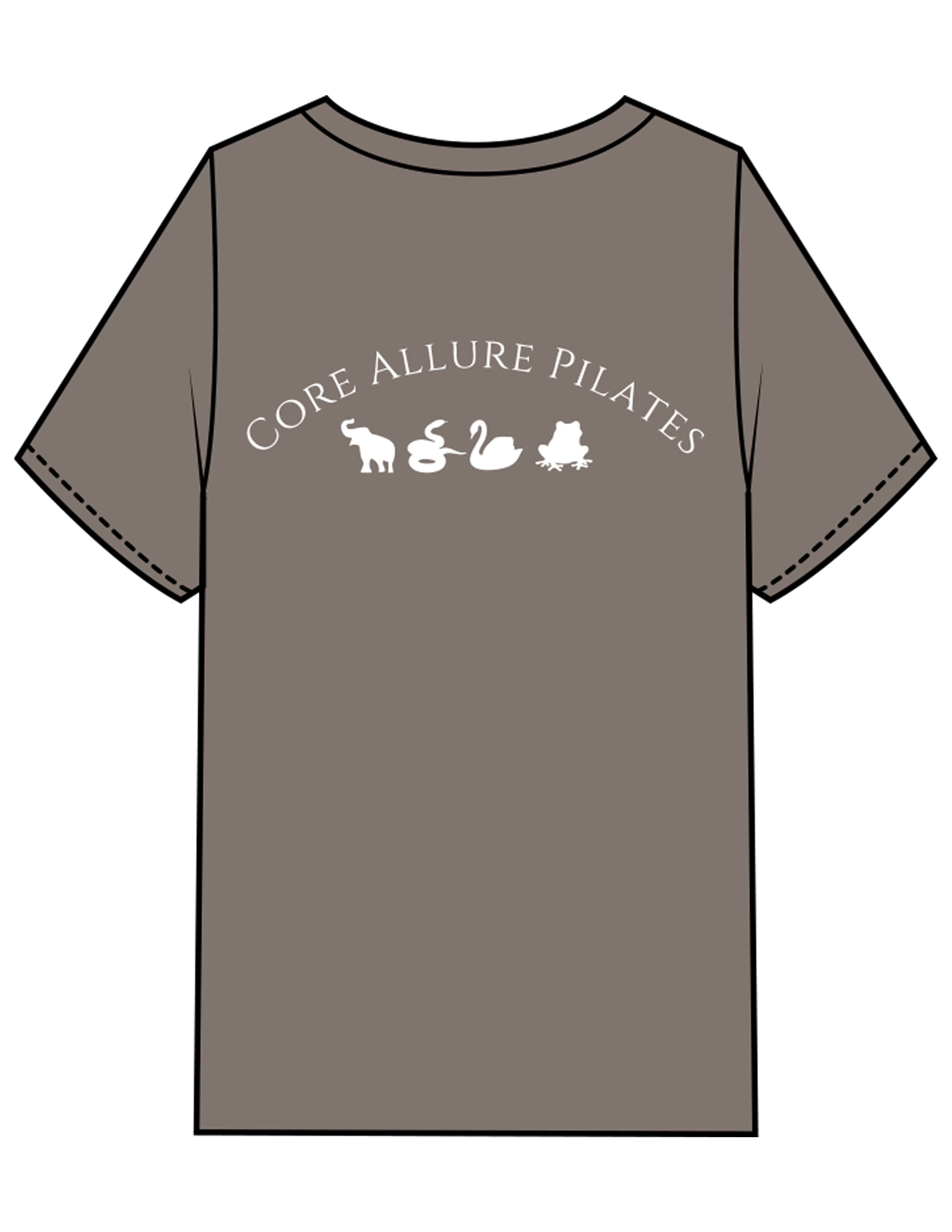 The Mens Heavyweight Tee - Grey Stone - Core Allure Pilates - Left Chest Arc Stacked & Back Arc Stacked - Printed - White