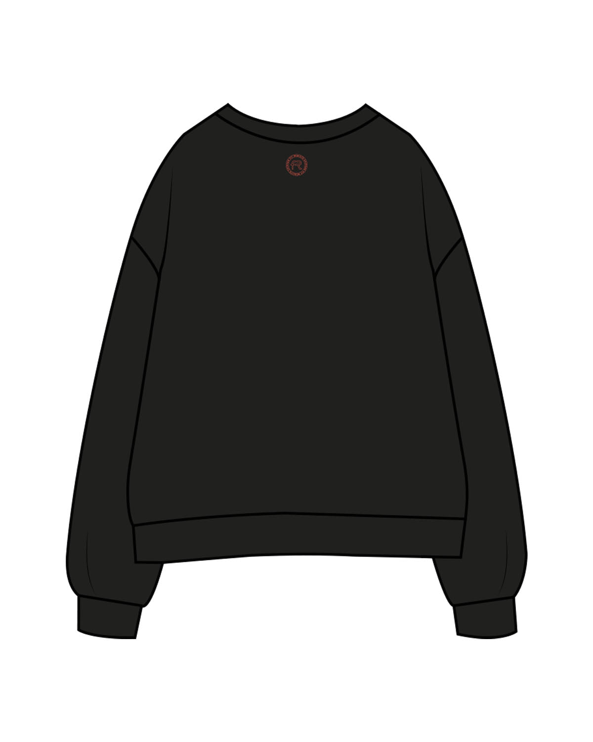 The Womens Crewneck - Black - Fit Results - Center Chest & Back Neckline - White/Red