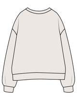 The Womens Crewneck - Bone - Refined Movement - Center Chest Stacked - Embroidered - Black
