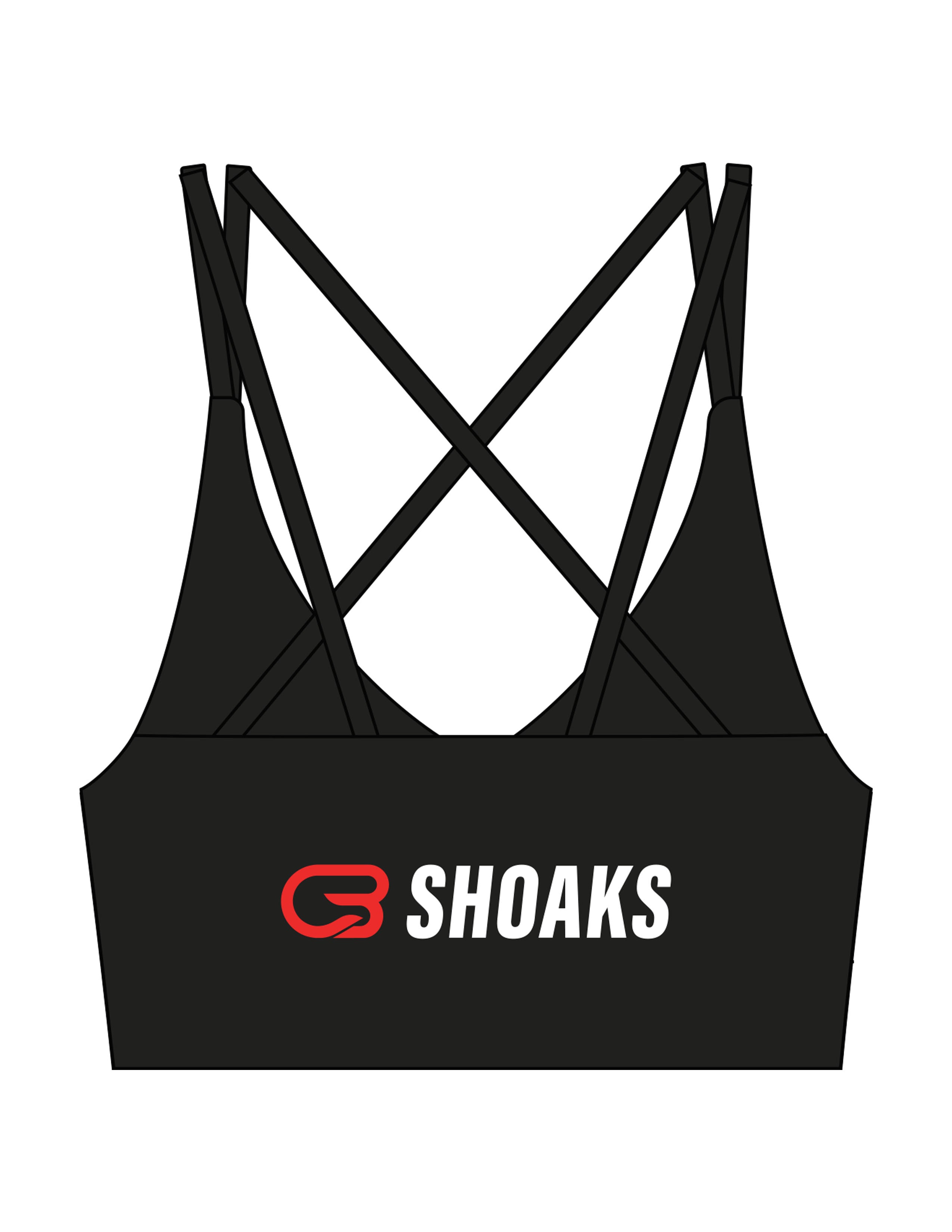 The Strappy Bra - Black - Pineda Fitness LLC - Center Back - Printed - Full Color