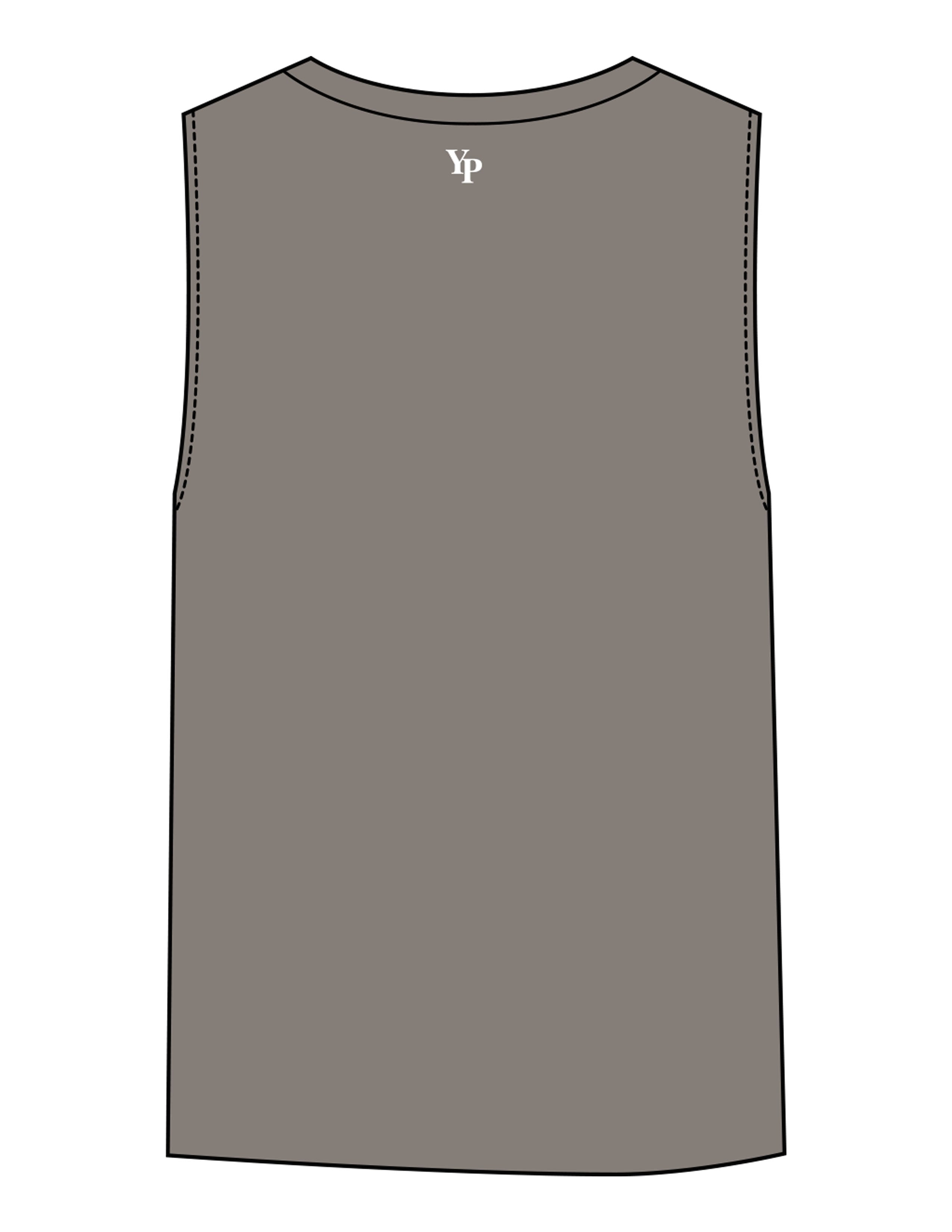The Womens Heavyweight Tank - Washed Gray - YP - Center Chest Stacked & Back Neckline - Printed - White