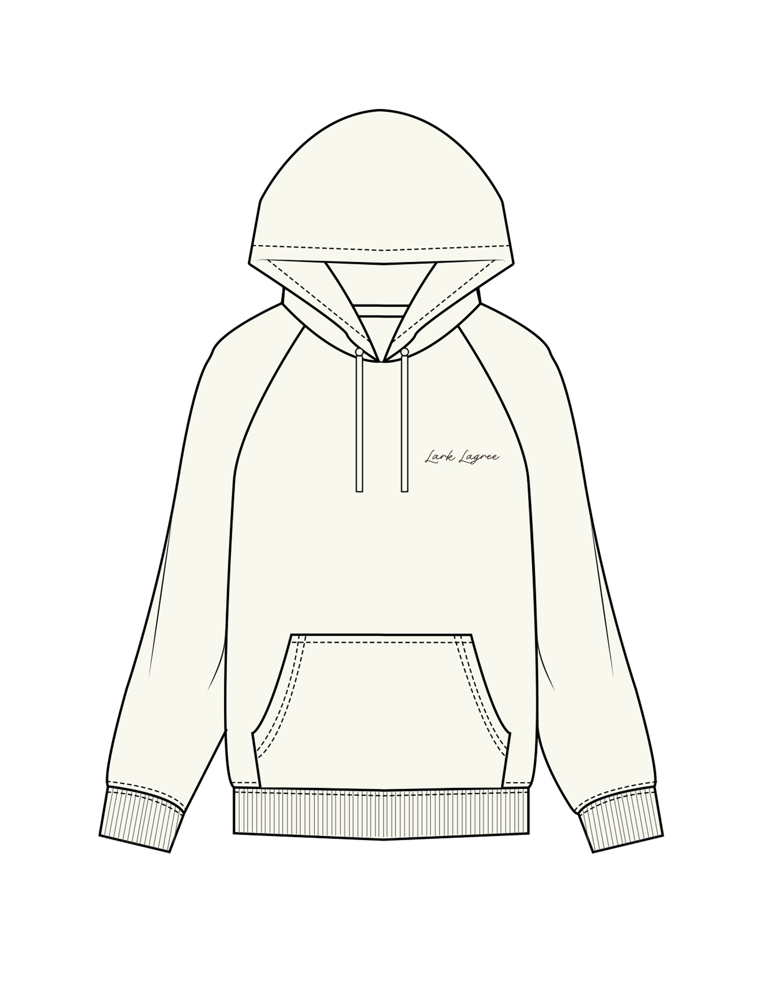 The Womens Heavyweight Hoodie - Off White - Pure Movement LARK - Left Chest - Embroidered - Dark Brown
