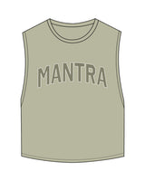 The Crop Muscle Tank - Pistachio - Mantra - Center Chest Arc - Printed - Full Color