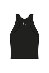 The High Neck Racer Tank - Black - Studio Lagree - Center Chest & Center Back - Printed - White