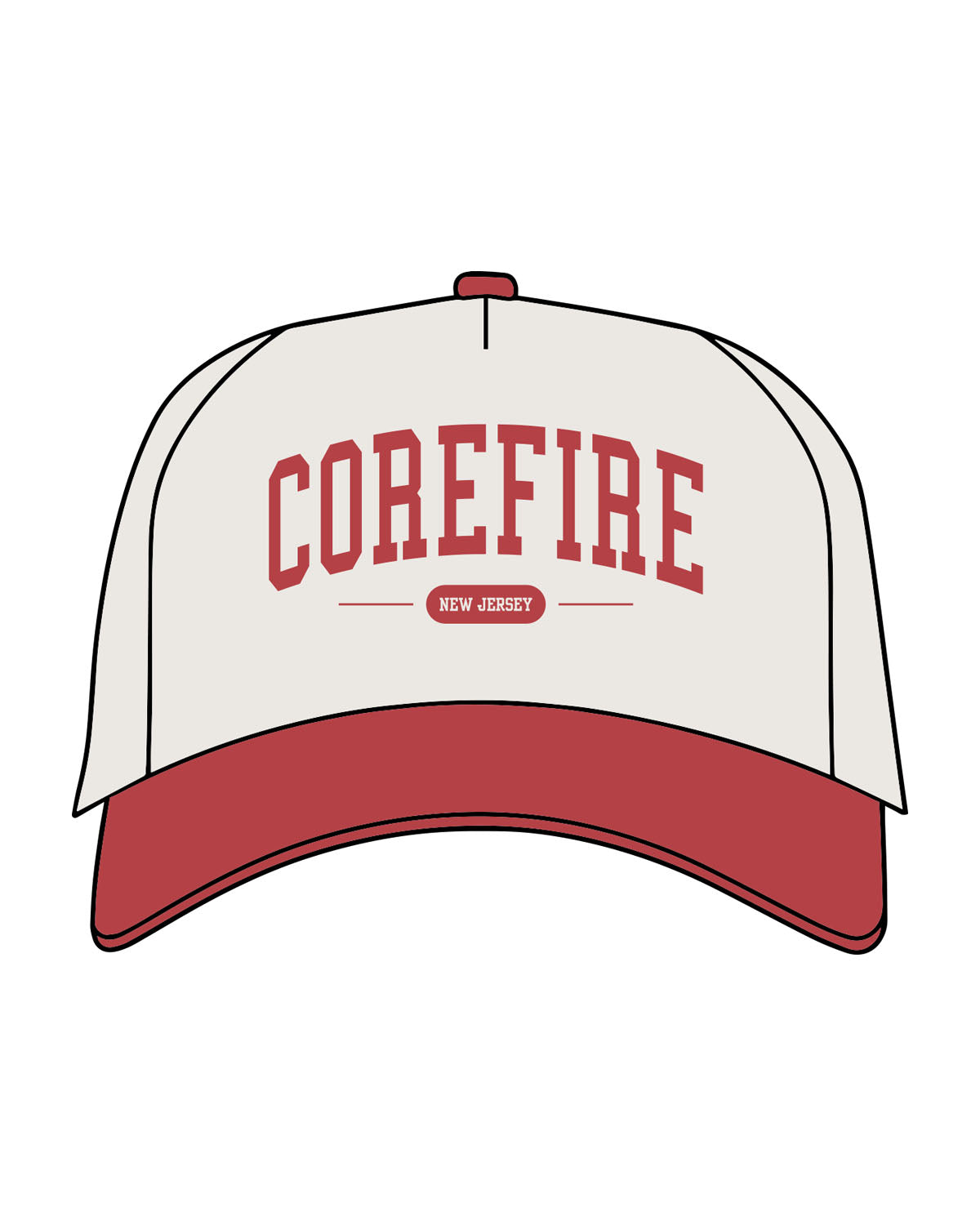 The Canvas Cap - Natural / Cardinal - Corefire - Center Crown Stacked - Printed - Puff & Flat - Cardinal
