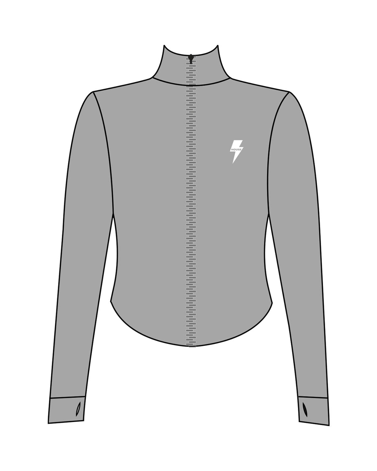 The 3/4 Crop Zip Jacket - Grey - HiLo - Left Chest - Printed - White