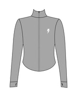 The 3/4 Crop Zip Jacket - Grey - HiLo - Left Chest - Printed - White