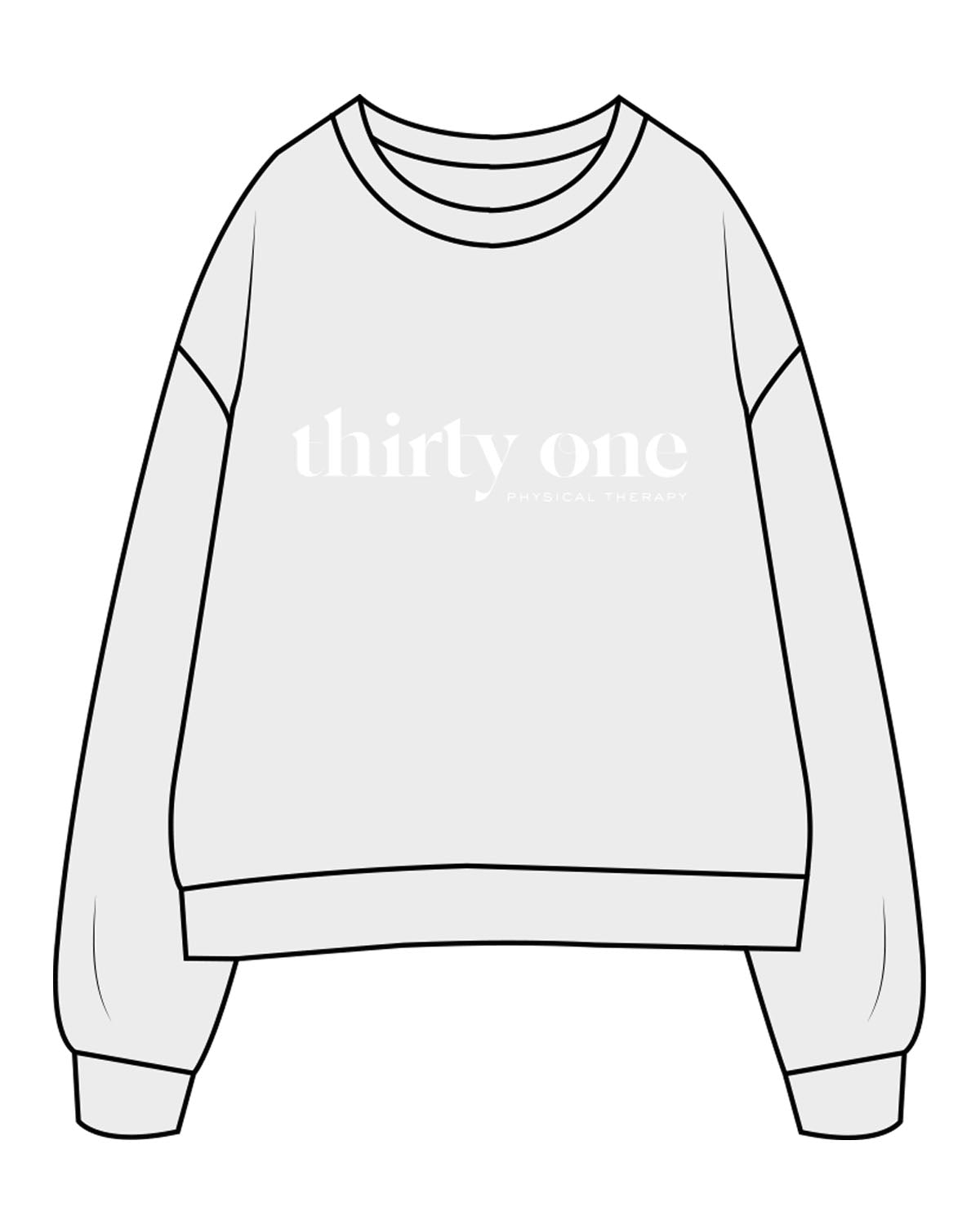 The Womens Crewneck - Heather - 31Theraphy - Chest Center Stacked - White