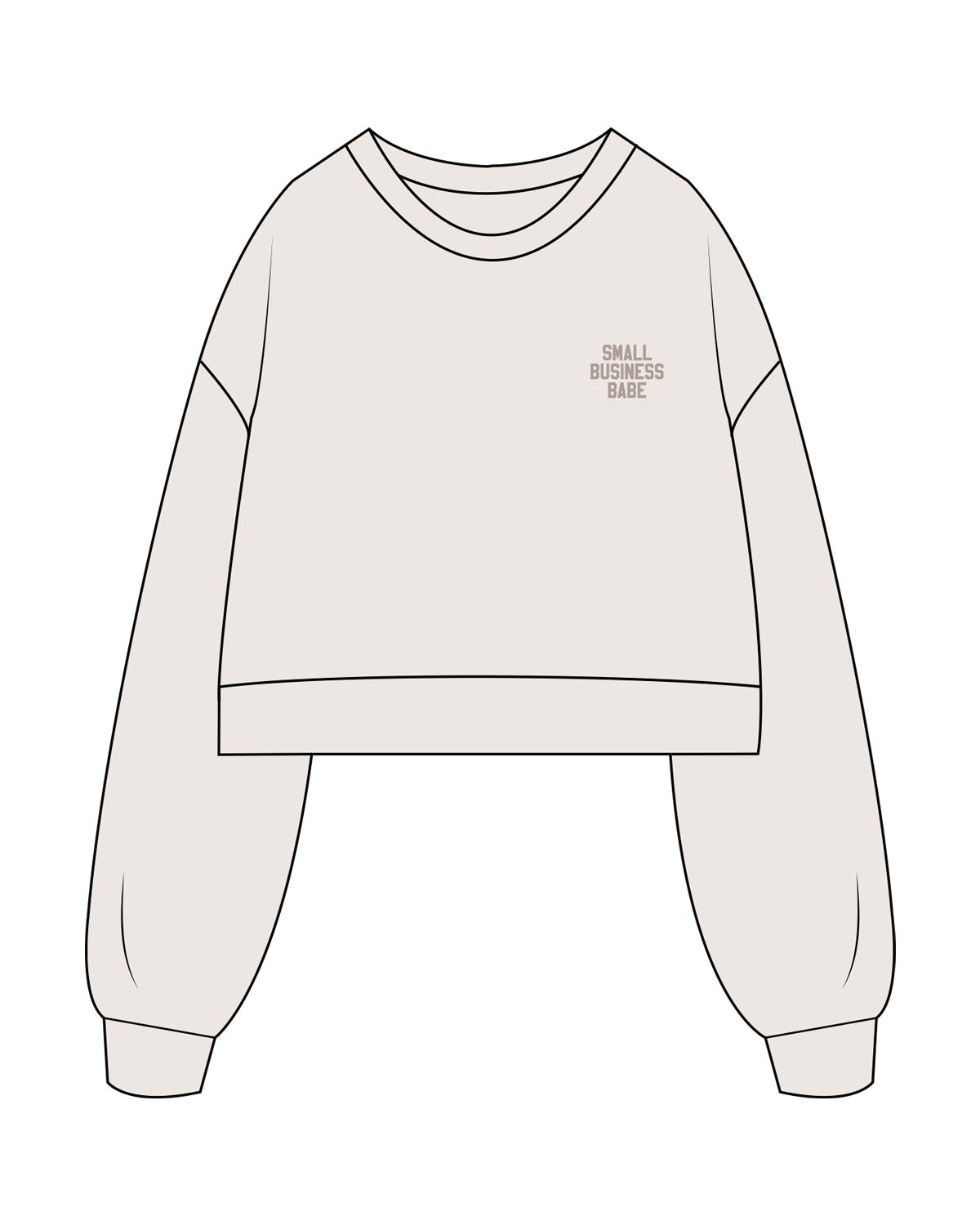 The Womens Crop Crewneck - Bone - Forever Friday - Left Chest Stacked - Embroidered - Tone on Tone