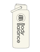 The Wide Mouth Water Bottle - Off White - Body Balance - Center Body Stacked - Printed - Charcoal
