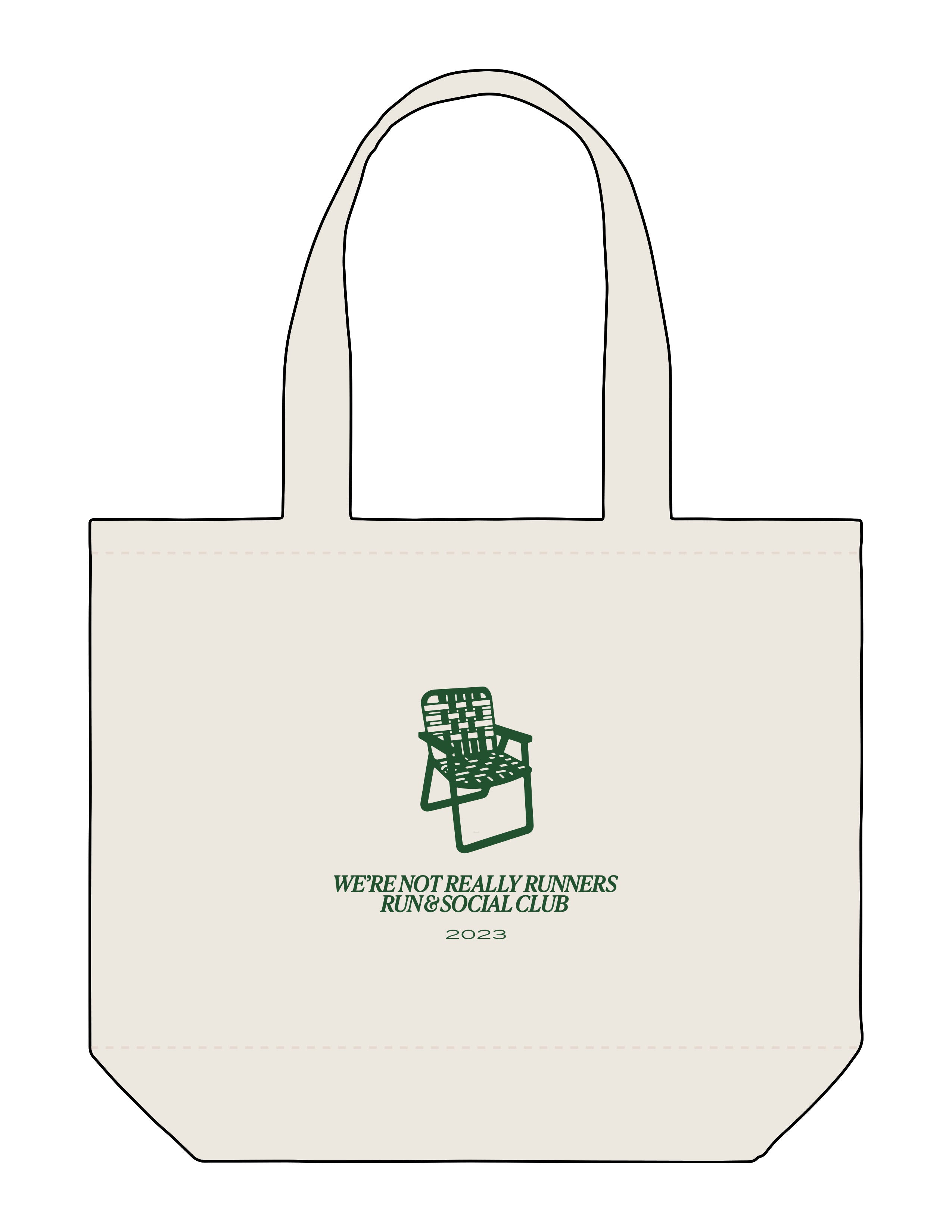 The Tote Bag - Natural - WNRR - Center Body Stacked - Printed - Green