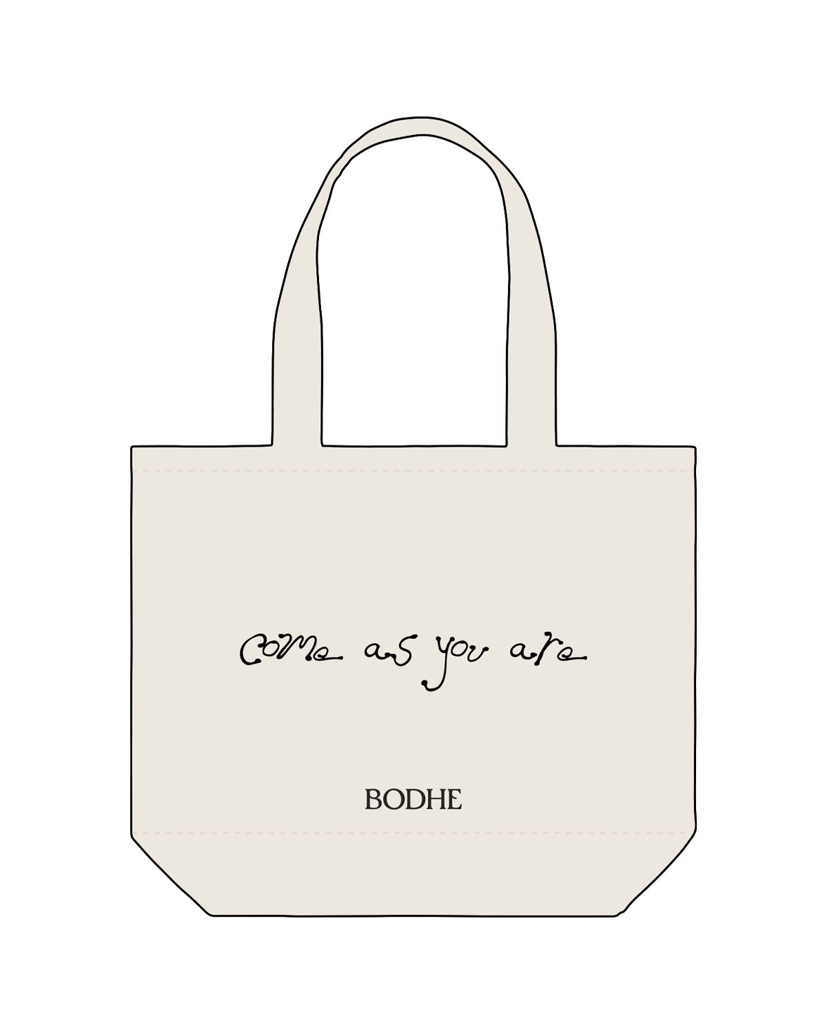 The Tote Bag - Natural - Bodhe - Center Body Stacked - Printed - Black