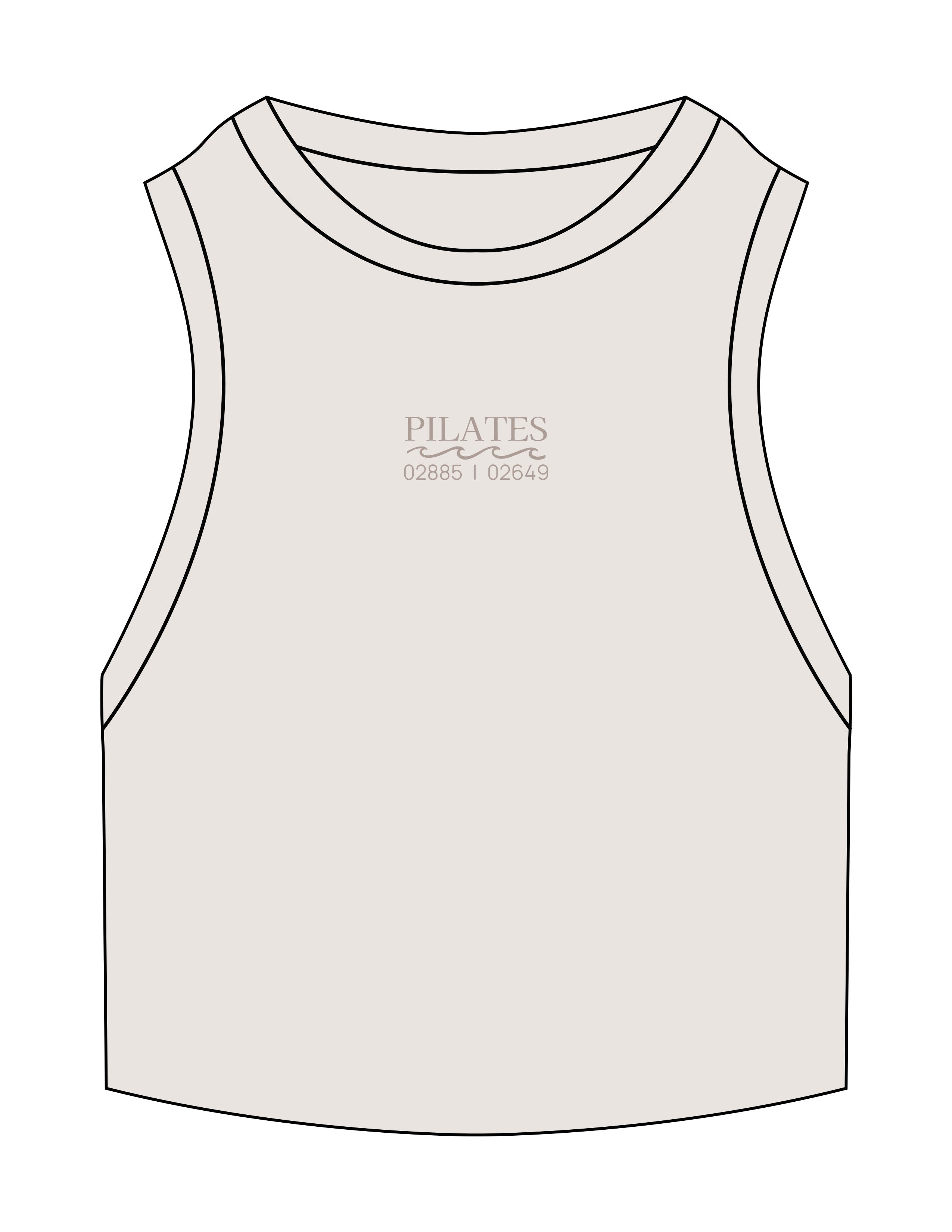 The Ribbed Crop Tank - Bone - Studio47 Pilates - Center Chest Stacked - Embroidered - Tone on Tone