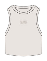 The Ribbed Crop Tank - Bone - Studio47 Pilates - Center Chest Stacked - Embroidered - Tone on Tone