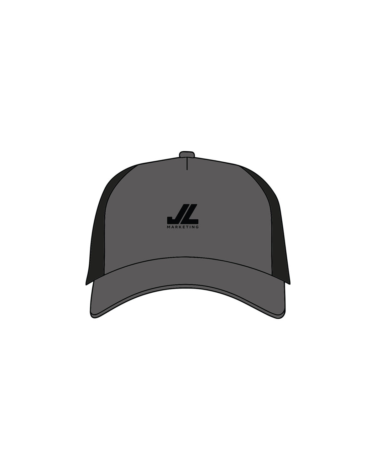 The Trucker Hat - Charcoal / Black - JL Marketing - Center Crown - Embroidered - Black