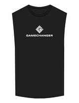 The Muscle Tank - Black - Game Changer - Center Chest Stacked - Printed - White