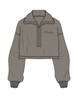 The Suede 1/2 Zip - Fossil - Chosen Foods - Left Chest Stacked - Embroidered - Tone on Tone