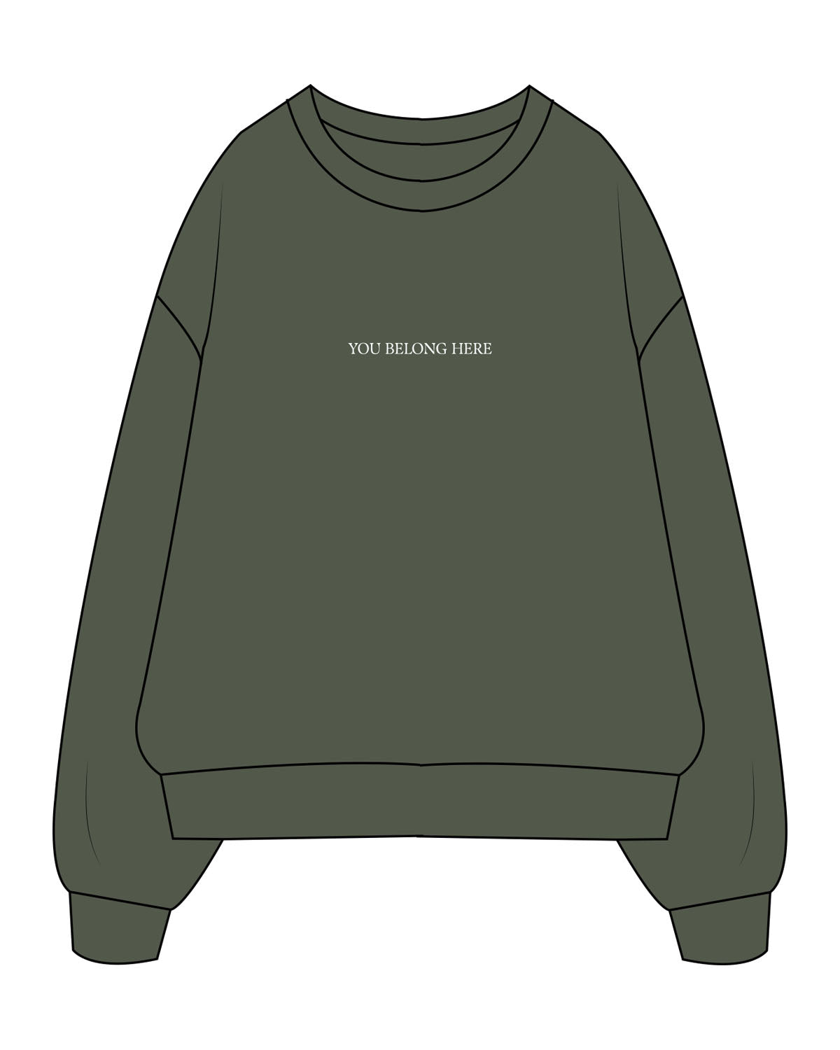 The Mens Crewneck - Cypress - The Supper Club - Chest & Back  - Printed - White