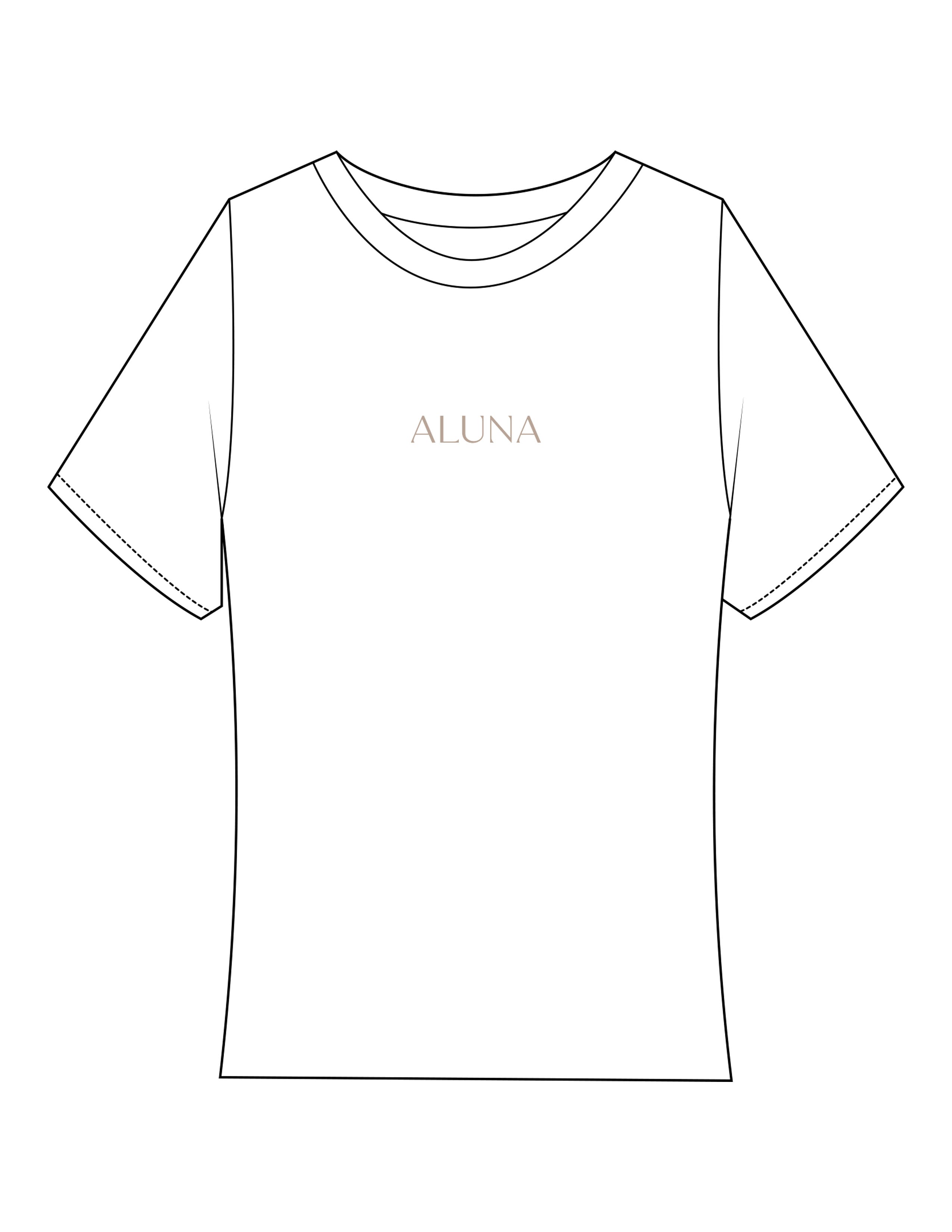 The Baby Tee - White - Aluna Restore - Center Chest - Printed - Taupe