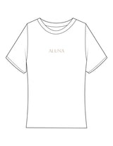 The Baby Tee - White - Aluna Restore - Center Chest - Printed - Taupe