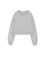 The Oversized Crop - Heather - Dhara - Center Chest & Right Sleeve - White