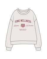 The Womens Crewneck - Bone - Tone Wellness Studio - Center Chest Stacked "LEXINGTON" - Printed - Burgundy