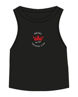The Micro Rib Racer Crop - Black - Royal Training Club - Center Chest Stacked - Printed - Full Color