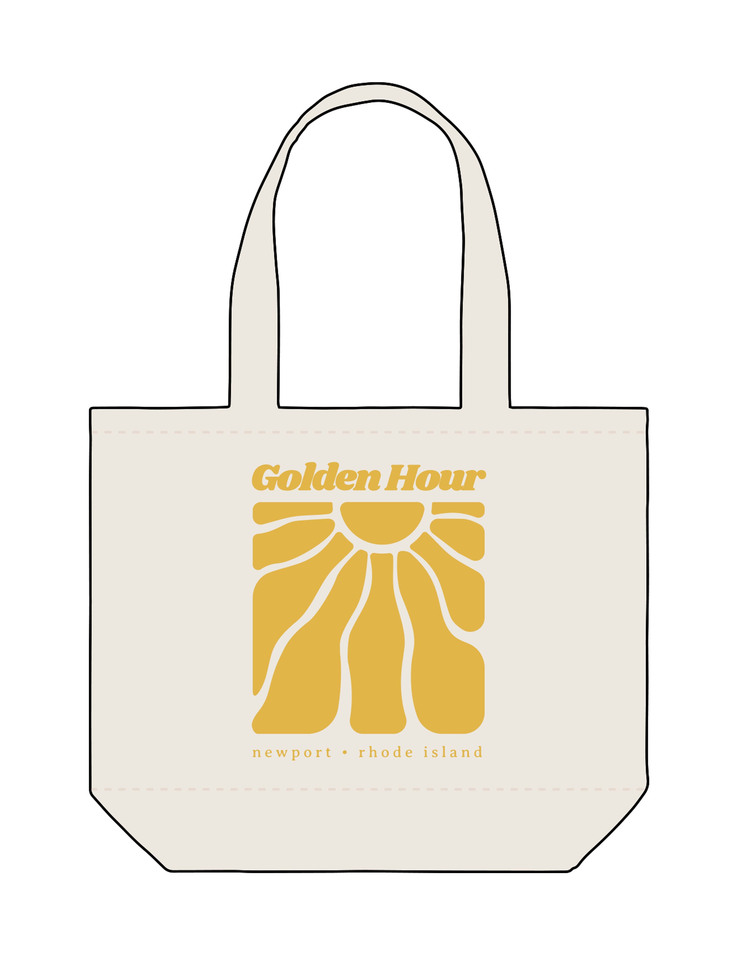 The Tote Bag - Natural - Golden Hour RI - Center Body Image Stacked - Printed - Gold