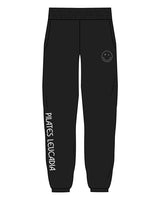 The Womens Sweatpants - Black - Pilates Leucadia - Right Leg & Left Pocket - White