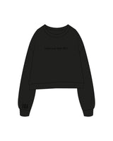 The Studio Crop - Black - Barre Ripple - Center Chest & Right Wrist - Printed - Tone on Tone