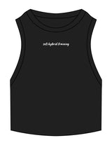 The Ribbed Crop Tank - Black - SETSBUILT - Center Chest - Embroidered - White