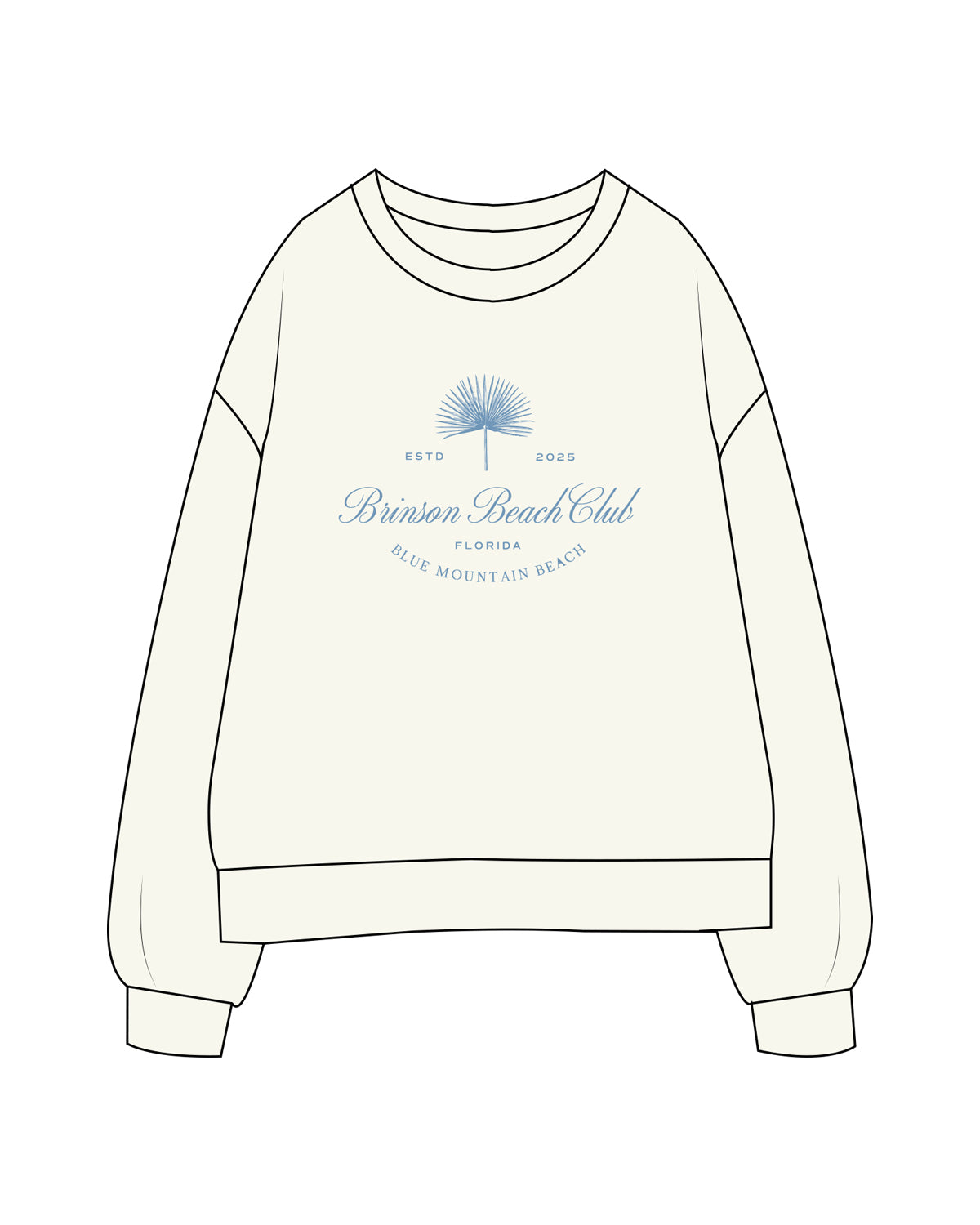 The Mens Classic Crewneck - Off White - Jenna Rae - Chest Center Stacked - Blue