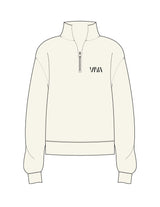 The Womens 1/4 Zip - Off White - Viva Pilates - Left Chest - Printed - Black