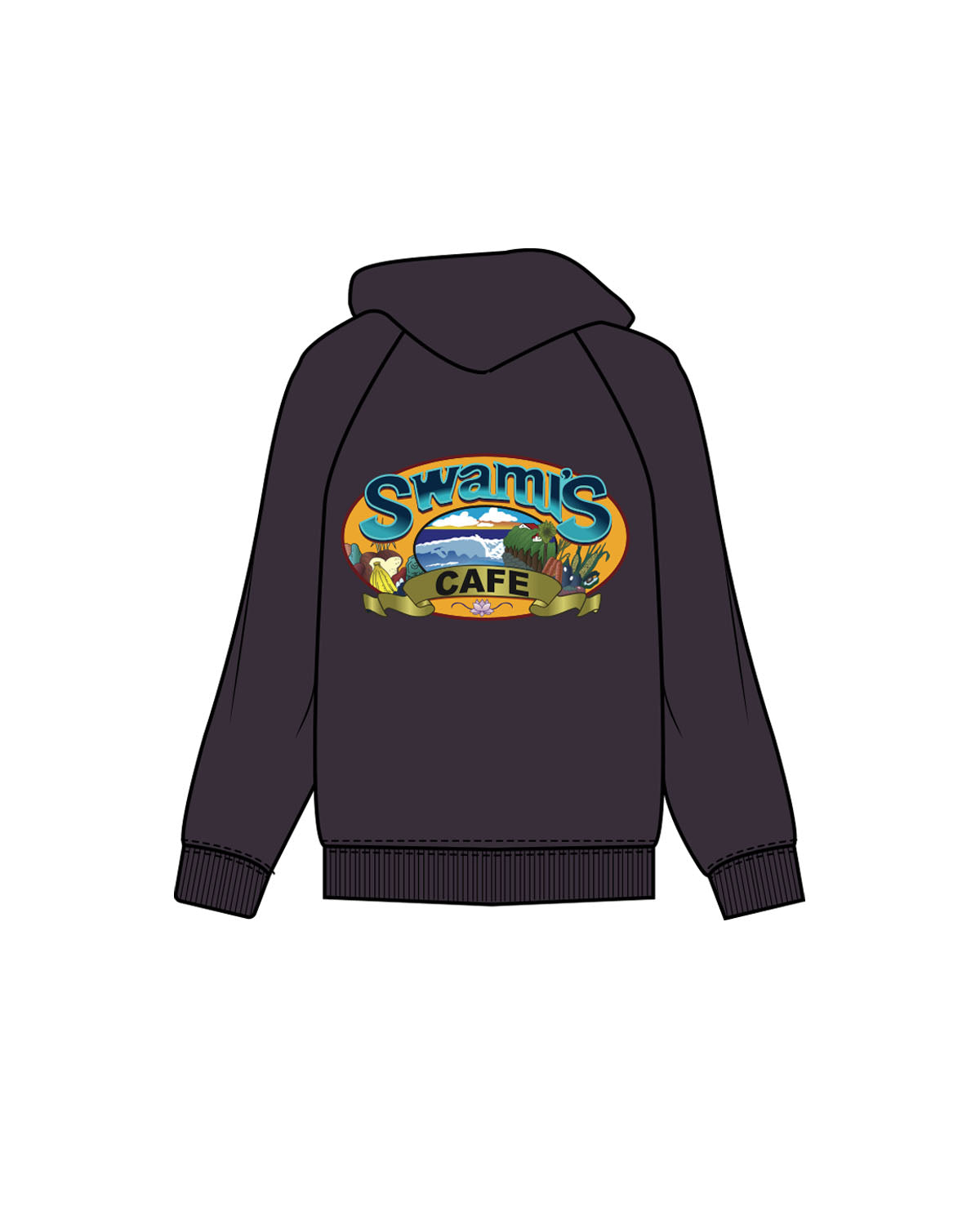 The Mens Hoodie - Ink - Swamis Core - Left Chest Stacked & Back Image - Printed - Full Color