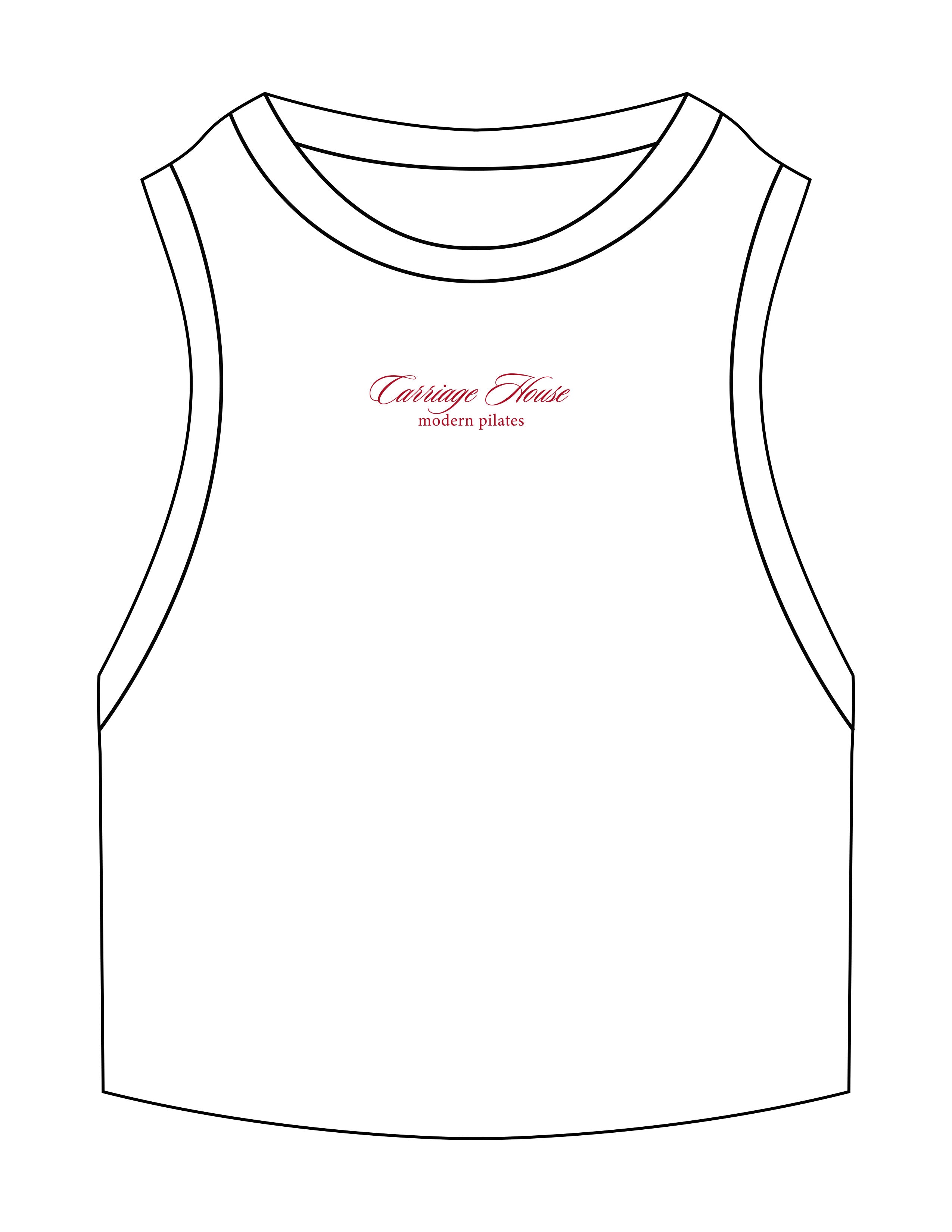 The Ribbed Crop Tank - White - Carriage House - Center Chest Stacked - Embroidered - Red
