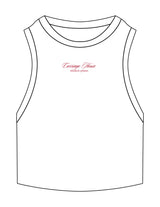 The Ribbed Crop Tank - White - Carriage House - Center Chest Stacked - Embroidered - Red