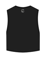 The Crop Muscle Tank - Black - Chromacore - Center Chest Stacked & Back Center Neckline - White