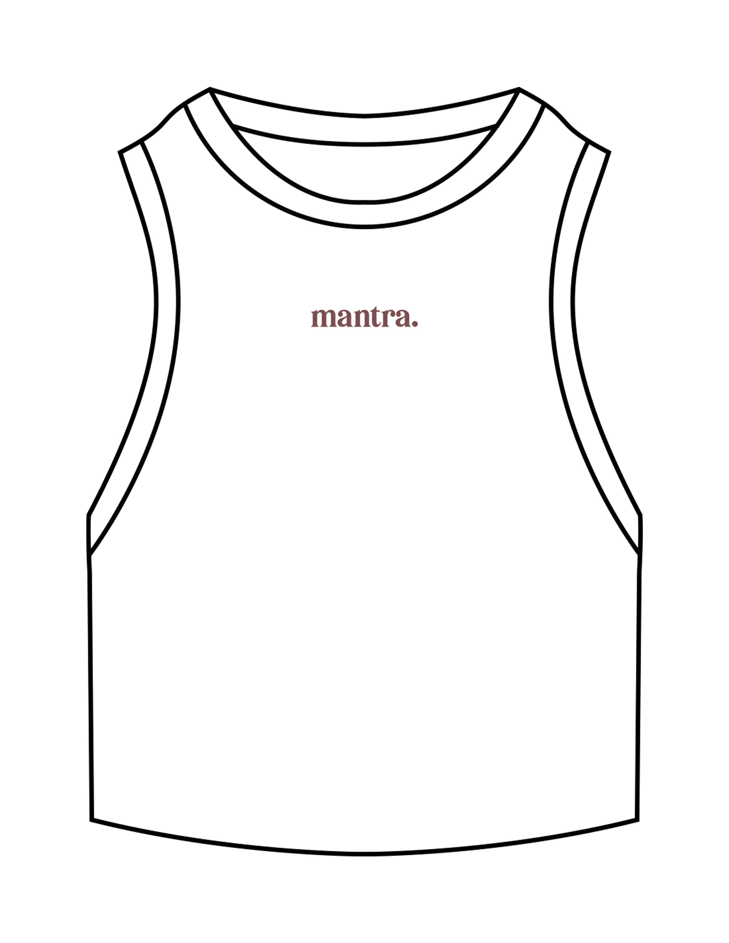 The Ribbed Crop Tank - White - Mantra - Center Chest - Embroidered - Mauve
