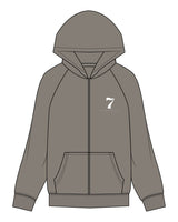 The Mens Zip Hoodie - Washed Gray - STUDIO 7 - Left Chest - Printed - White