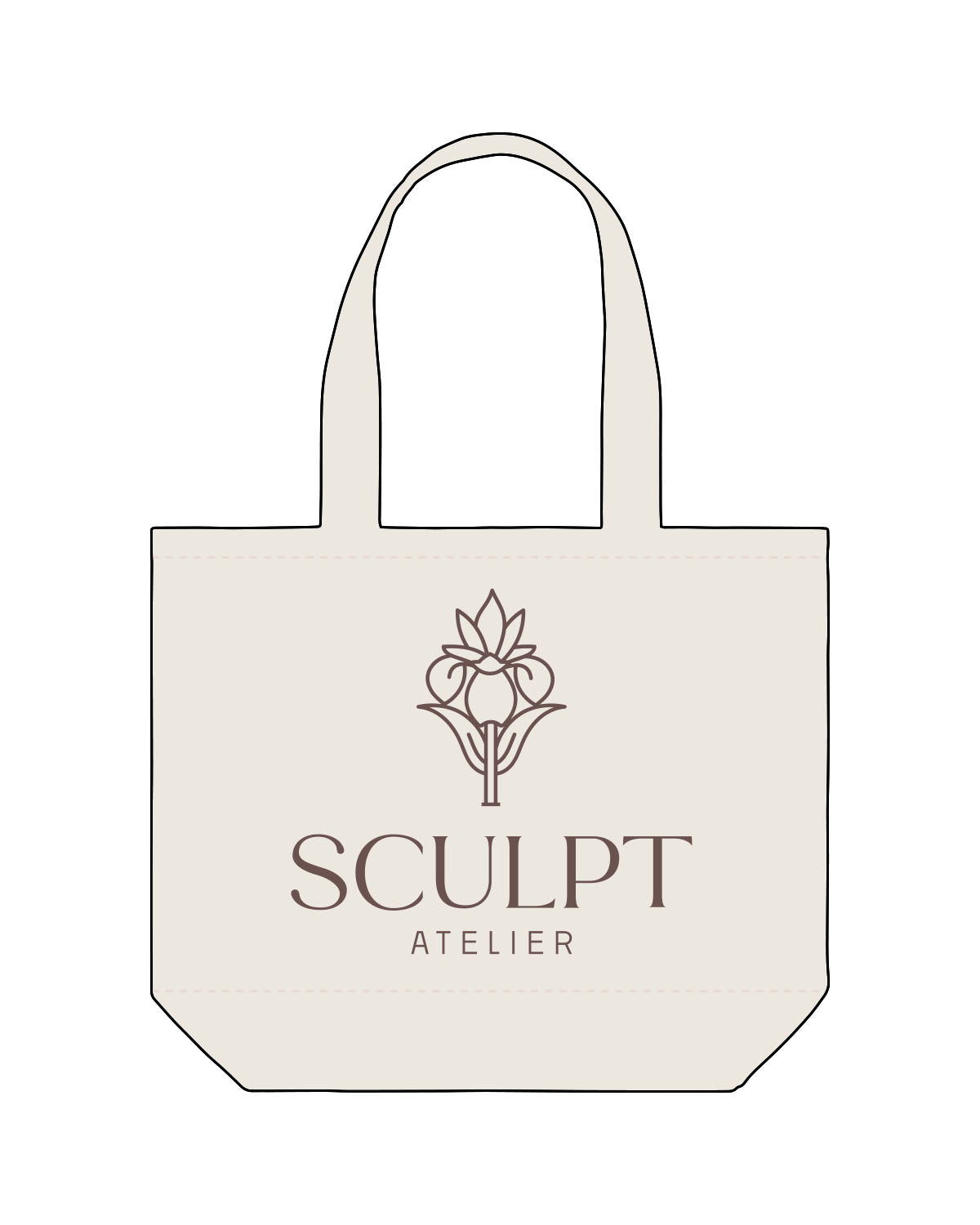 The Tote Bag - Natural - Sculpt Atelier - Center Body Stacked - Printed - Brown