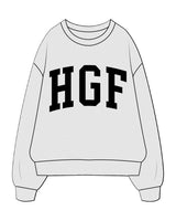 The Mens Crewneck - White Heather - Higher Ground - Center Chest Arc "HGF" - Black