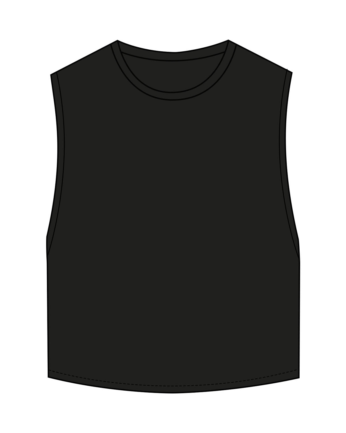 The Crop Muscle Tank - Black - Powerhouse Fitness - Center Back Stacked - Printed - Blue