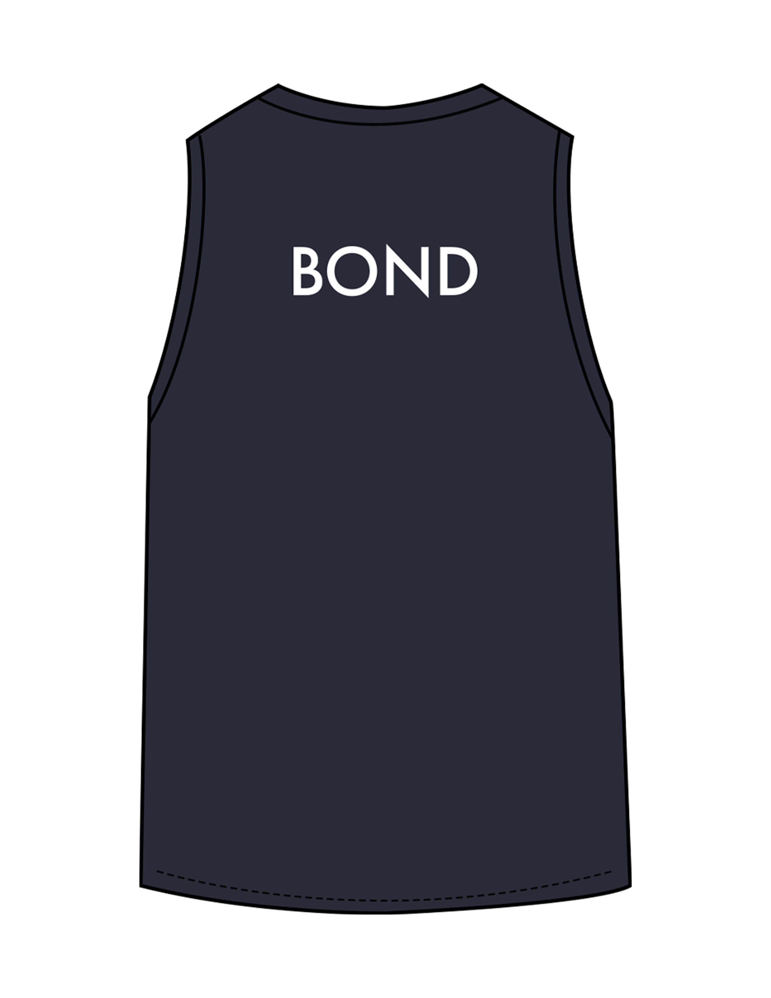 The Classic Full Length Tank - Ink Blue - Bond Fitness - Center Chest Round & Upper Back - Printed - White